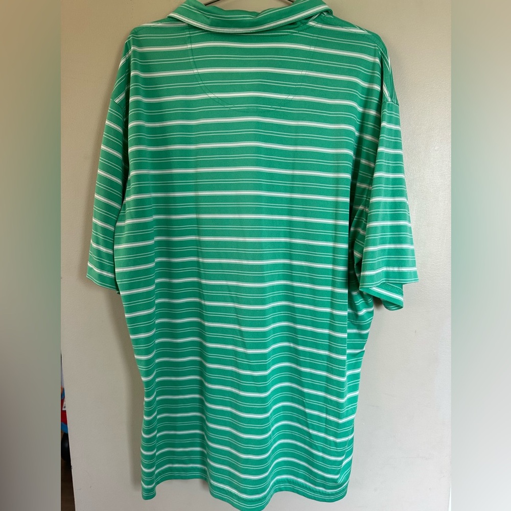 Pebble Beach Golf Polo Shirt Men’s XXL Green White Stripes Short Sleeve - Picture 3 of 3